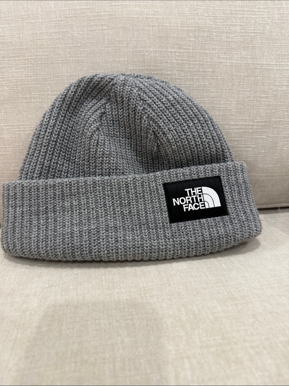 The North Face Gray Rib Knit Cuffed Beanie